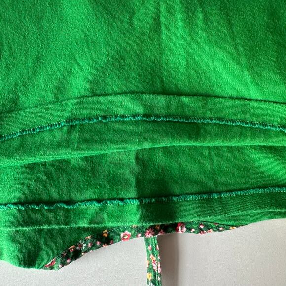 Vintage Green V-Neck Short Sleeve T-Shirt Top No Size No Brand Floral Detail - Picture 6 of 7